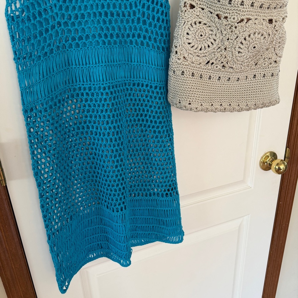 SET! Medium Vetchy Teal Swim Cover Up + The Sak Beige/Bronze Woven Shoulder Bag - Picture 4 of 16